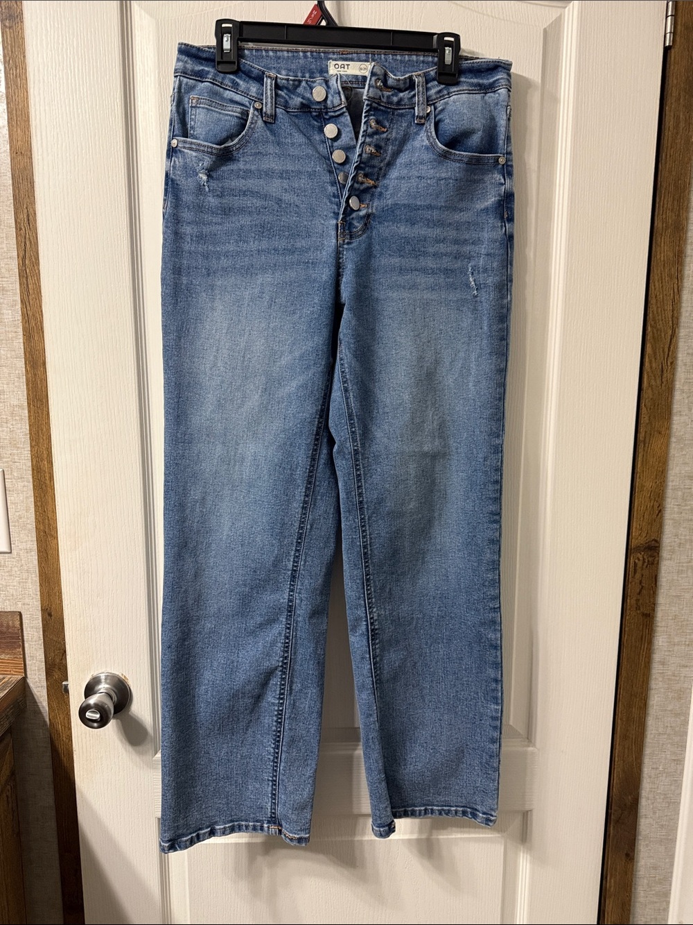 OAK Light Blue Straight Leg Button-Fly Jeans